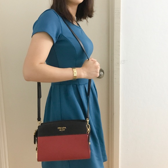 **SOLD**Prada Small Saffiano Red & black Leather - Picture 2 of 8